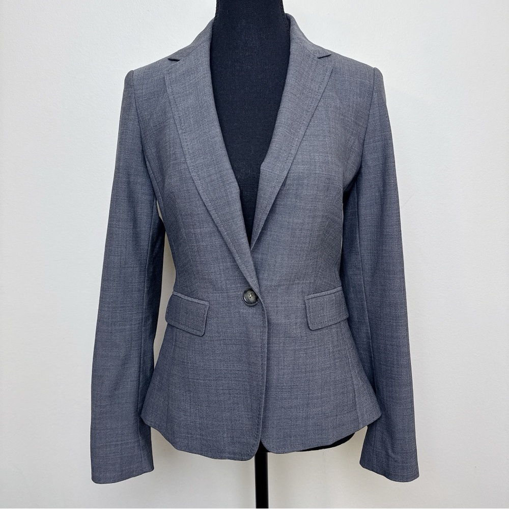 Banana Republic Womens 2 Stretch Wool Light Weight Grey Blazer